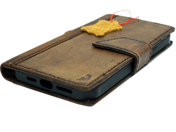 Handmade Leather Wallet Case for Galaxy - Magnetic, Card Slots