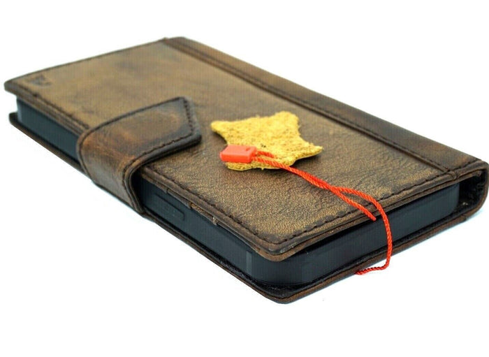 Handmade Leather Wallet Case for Galaxy - Magnetic, Card Slots