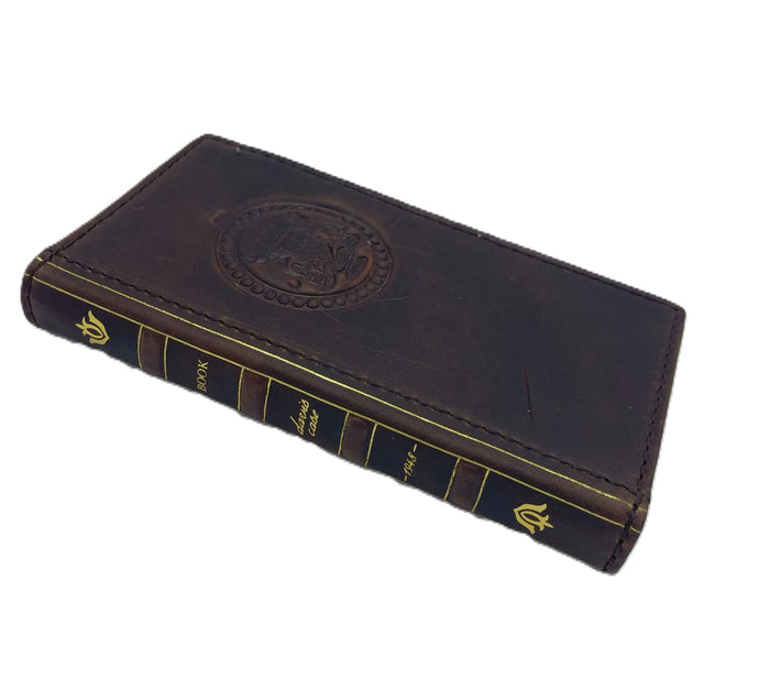 Handmade Leather Wallet Case for Galaxy: Art Book Bible Style Cover
