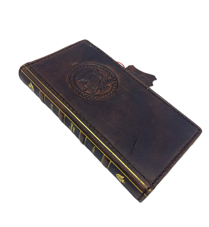 Handmade Leather Wallet Case for Galaxy: Art Book Bible Style Cover