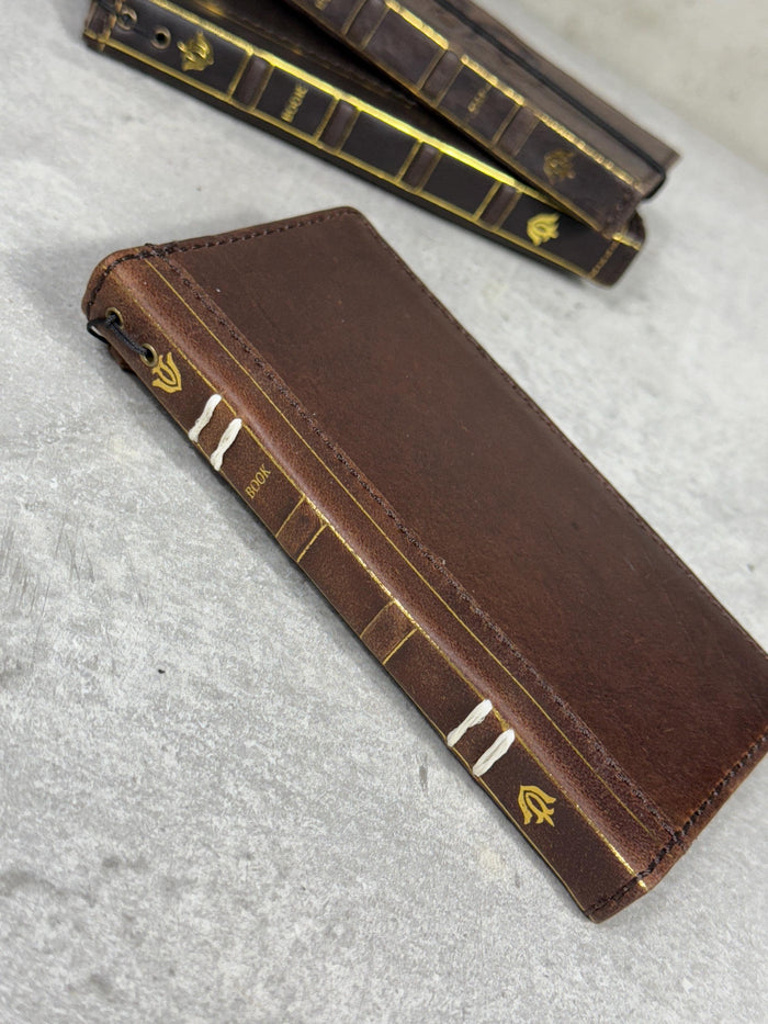 Handmade Leather Wallet Case for Galaxy: Book Design, Card Slots, Wireless Charge