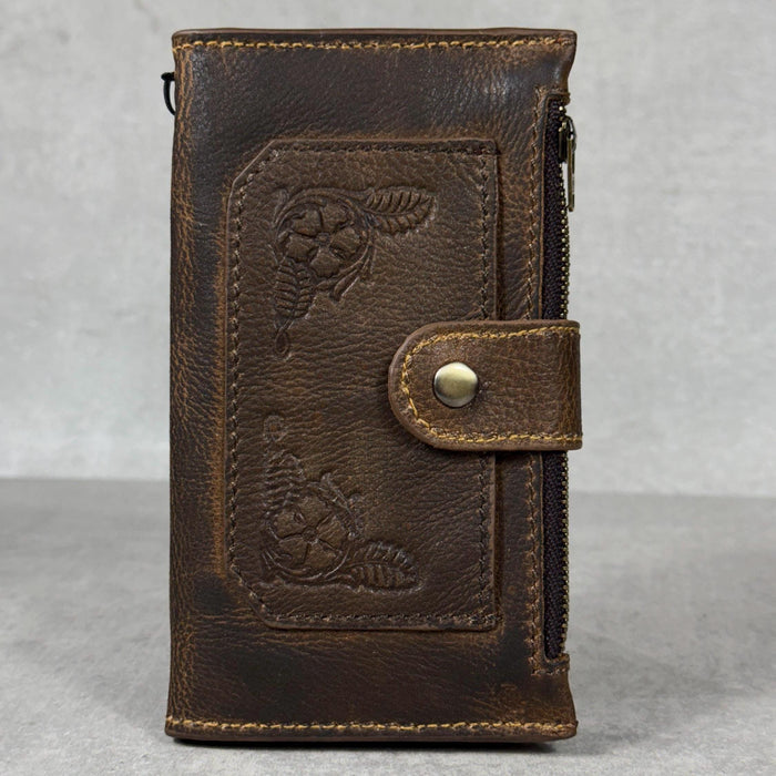 Handmade Leather Wallet Case for Galaxy: Book Design, Card Slots