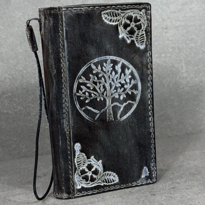 Handmade Leather Wallet Case for Galaxy: Book Design, Card Slots