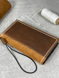 Handmade Leather Wallet Case for Galaxy: Book Design, Card Slots
