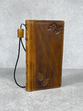 Handmade Leather Wallet Case for Galaxy: Book Design, Card Slots
