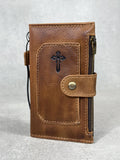 Handmade Leather Wallet Case for Galaxy: Book Design, Card Slots