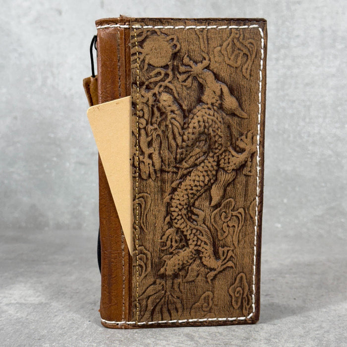 Handmade Leather Wallet Case for Galaxy: Book Design, Card Slots