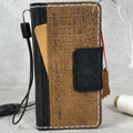 Handmade Leather Wallet Case for Galaxy: Book Design, Card Slots