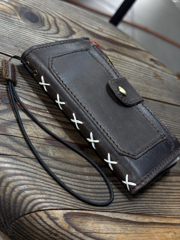 Handmade Leather Wallet Case for Galaxy: Book Design, Card Slots