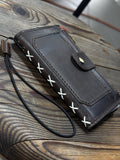 Handmade Leather Wallet Case for Galaxy: Book Design, Card Slots