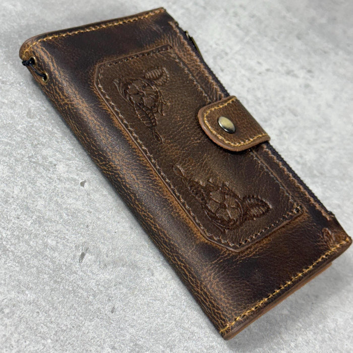 Handmade Leather Wallet Case for Galaxy: Book Design, Card Slots