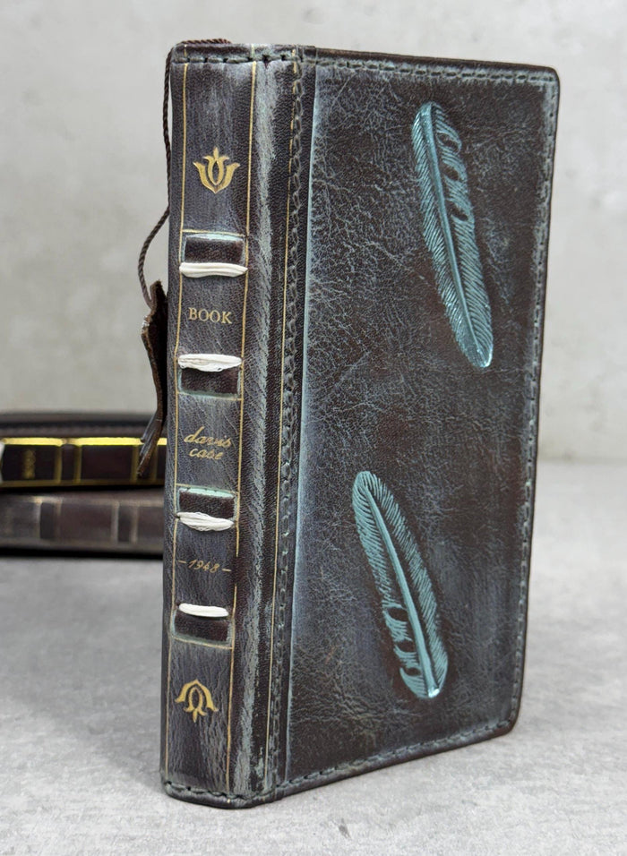 Handmade Leather Wallet Case for Galaxy: Book Design, Card Slots