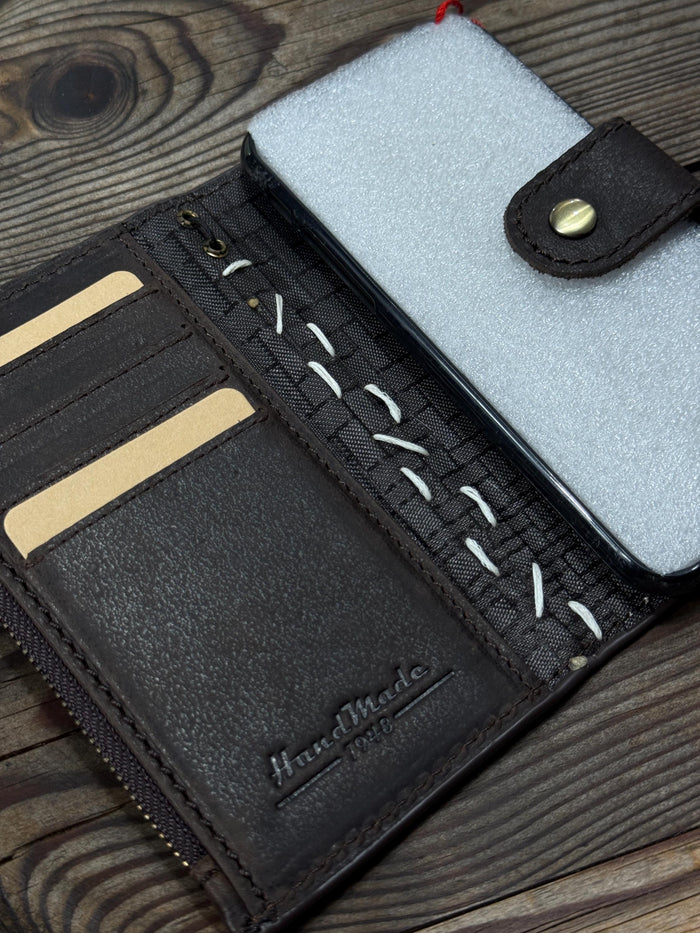 Handmade Leather Wallet Case for Galaxy: Book Design, Card Slots