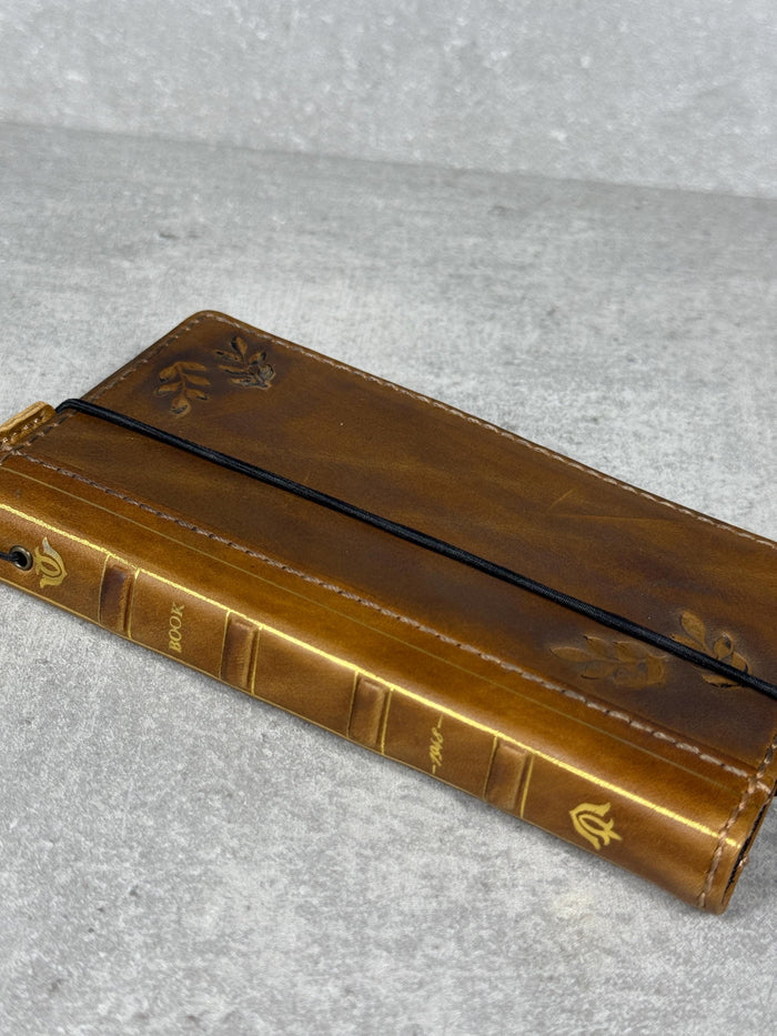 Handmade Leather Wallet Case for Galaxy: Book Design, Card Slots