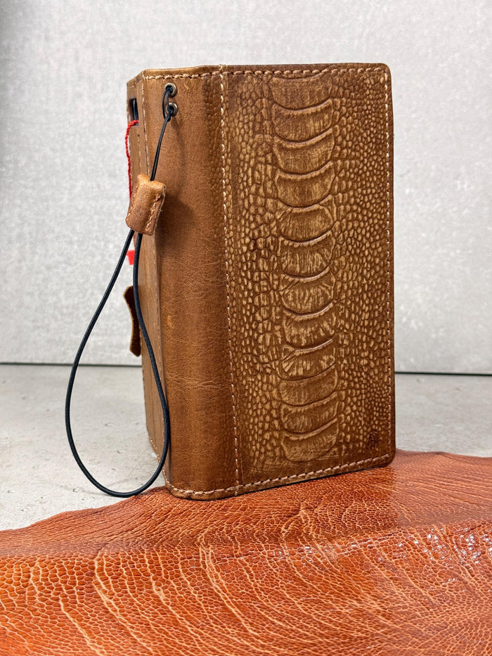 Handmade Leather Wallet Case for Galaxy: Book Design, Card Slots