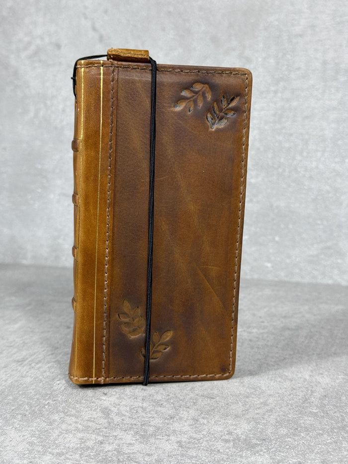 Handmade Leather Wallet Case for Galaxy: Book Design, Card Slots
