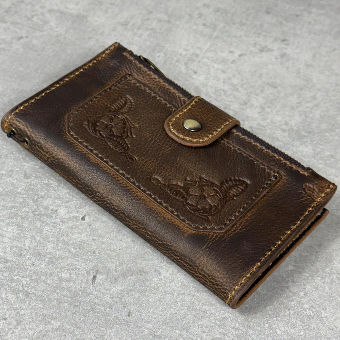 Handmade Leather Wallet Case for Galaxy: Book Design, Card Slots