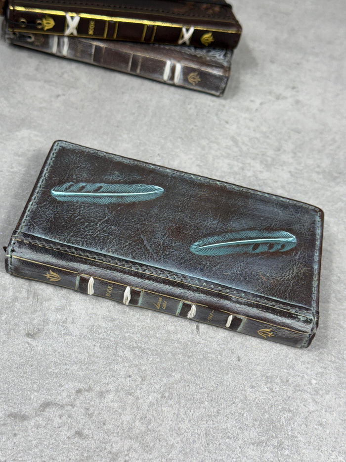 Handmade Leather Wallet Case for Galaxy: Book Design, Card Slots