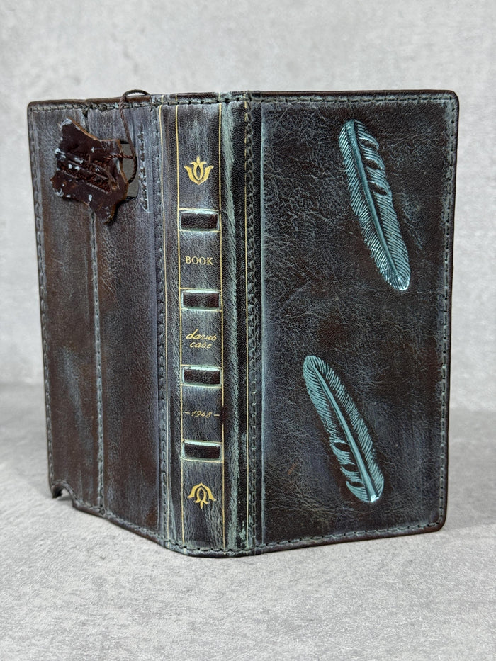 Handmade Leather Wallet Case for Galaxy: Book Design, Card Slots
