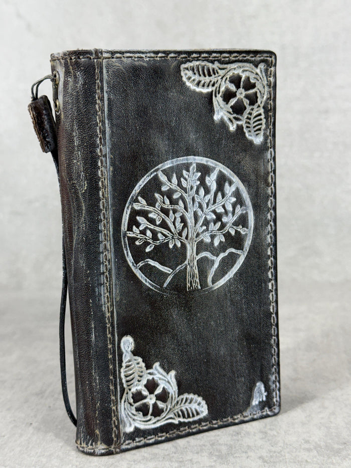 Handmade Leather Wallet Case for Galaxy: Book Design, Card Slots