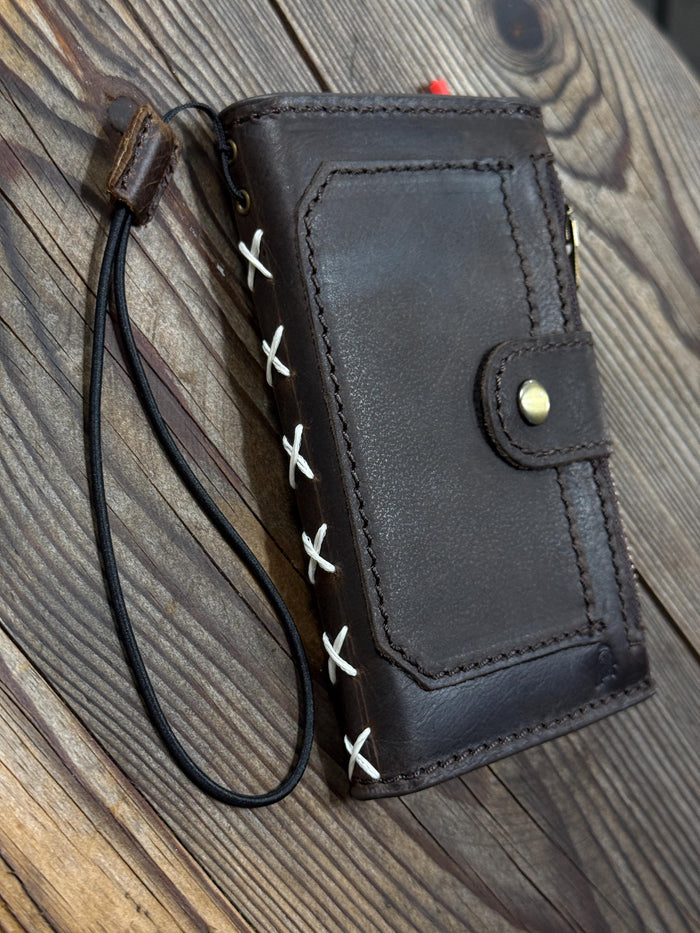 Handmade Leather Wallet Case for Galaxy: Book Design, Card Slots