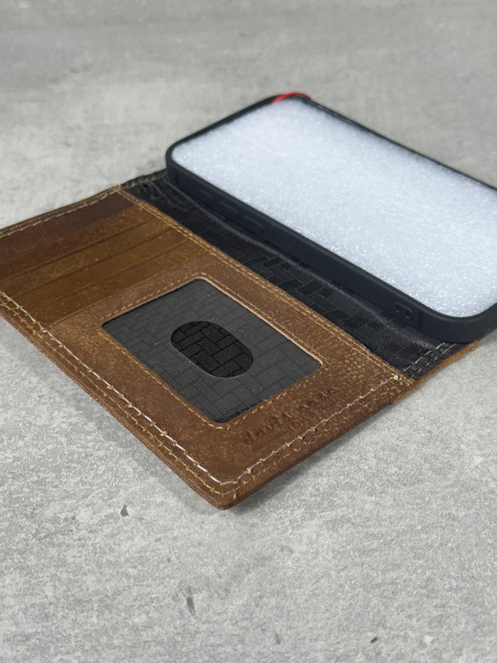 Handmade Leather Wallet Case for Galaxy: Book Design, Card Slots