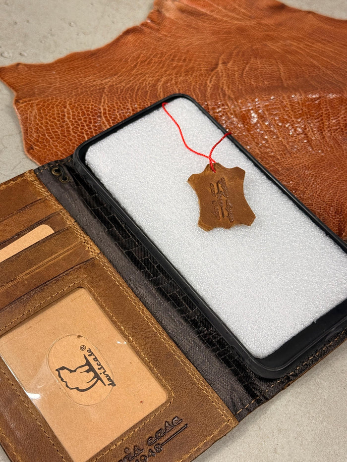 Handmade Leather Wallet Case for Galaxy: Book Design, Card Slots