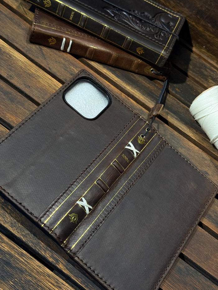 Handmade Leather Wallet Case for Galaxy: Book Design, Card Slots