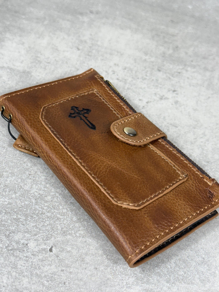 Handmade Leather Wallet Case for Galaxy: Book Design, Card Slots