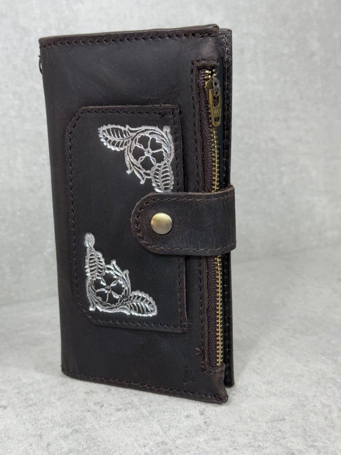 Handmade Leather Wallet Case for Galaxy: Book Design, Card Slots