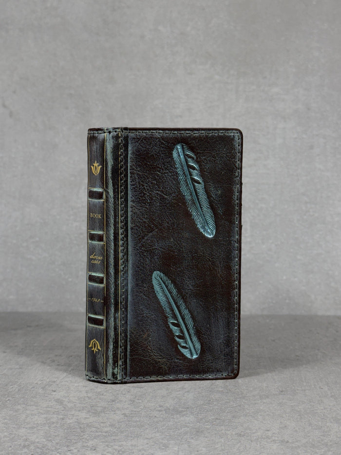 Handmade Leather Wallet Case for Galaxy: Book Design, Card Slots