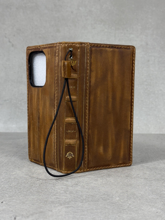 Handmade Leather Wallet Case for Galaxy: Book Design, Card Slots