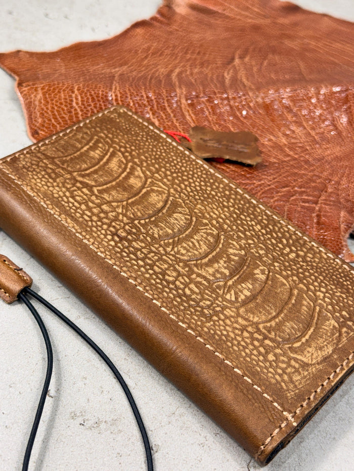 Handmade Leather Wallet Case for Galaxy: Book Design, Card Slots