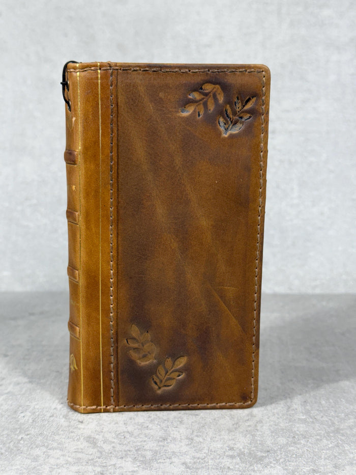 Handmade Leather Wallet Case for Galaxy: Book Design, Card Slots