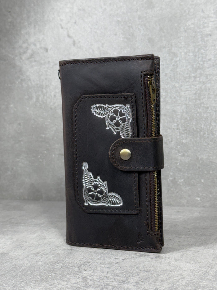 Handmade Leather Wallet Case for Galaxy: Book Design, Card Slots