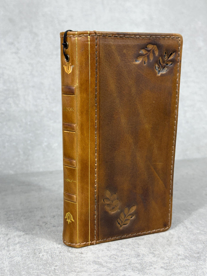 Handmade Leather Wallet Case for Galaxy: Book Design, Card Slots