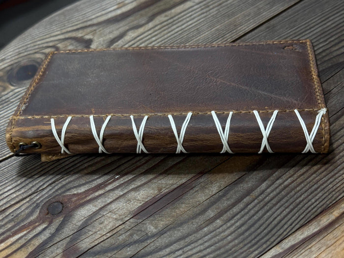 Handmade Leather Wallet Case for Galaxy: Book Design, Card Slots