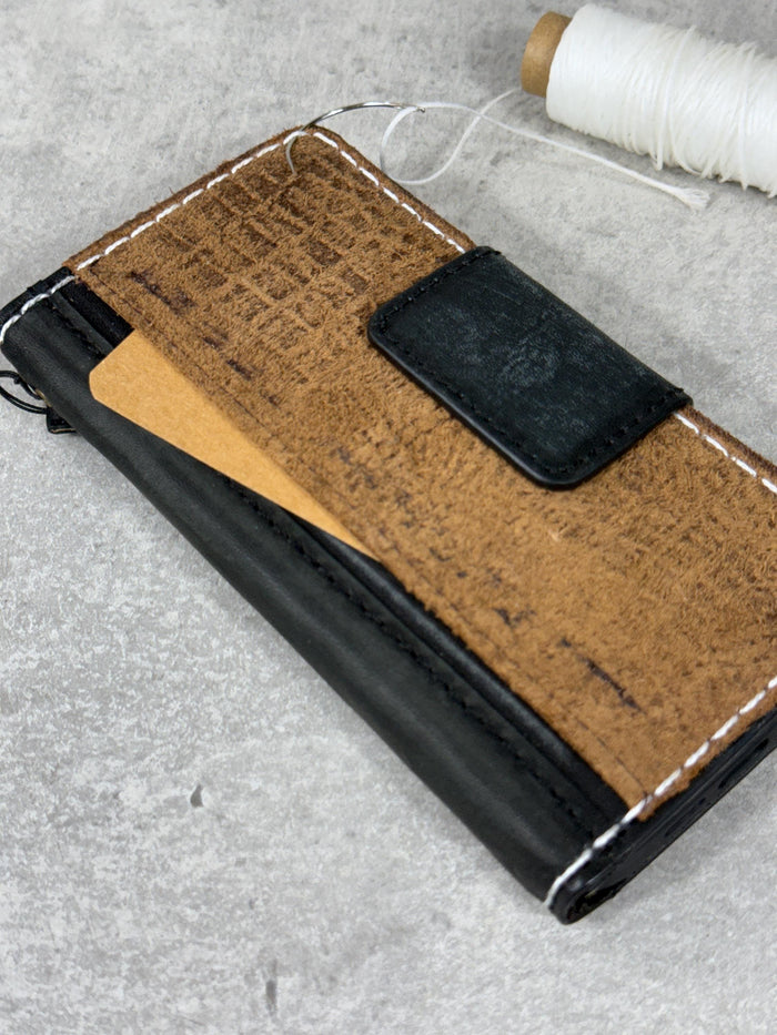 Handmade Leather Wallet Case for Galaxy: Book Design, Card Slots