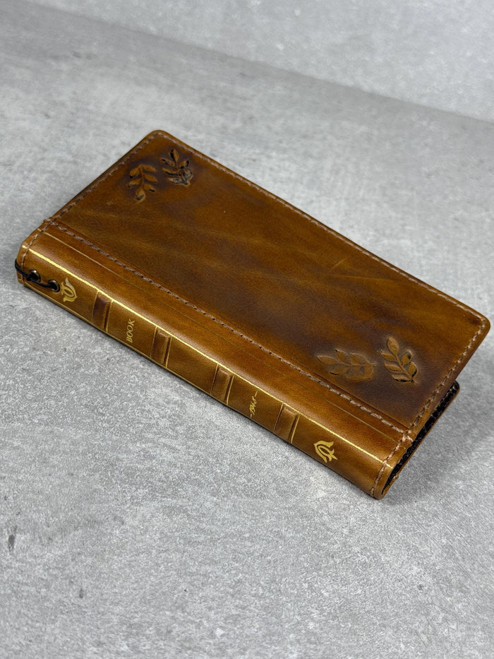 Handmade Leather Wallet Case for Galaxy: Book Design, Card Slots
