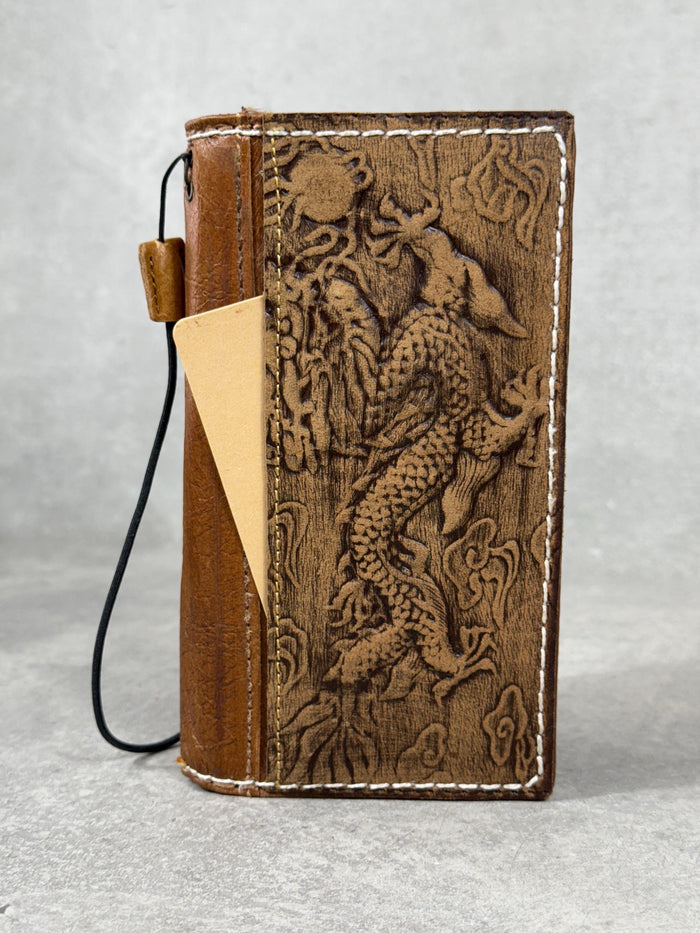 Handmade Leather Wallet Case for Galaxy: Book Design, Card Slots