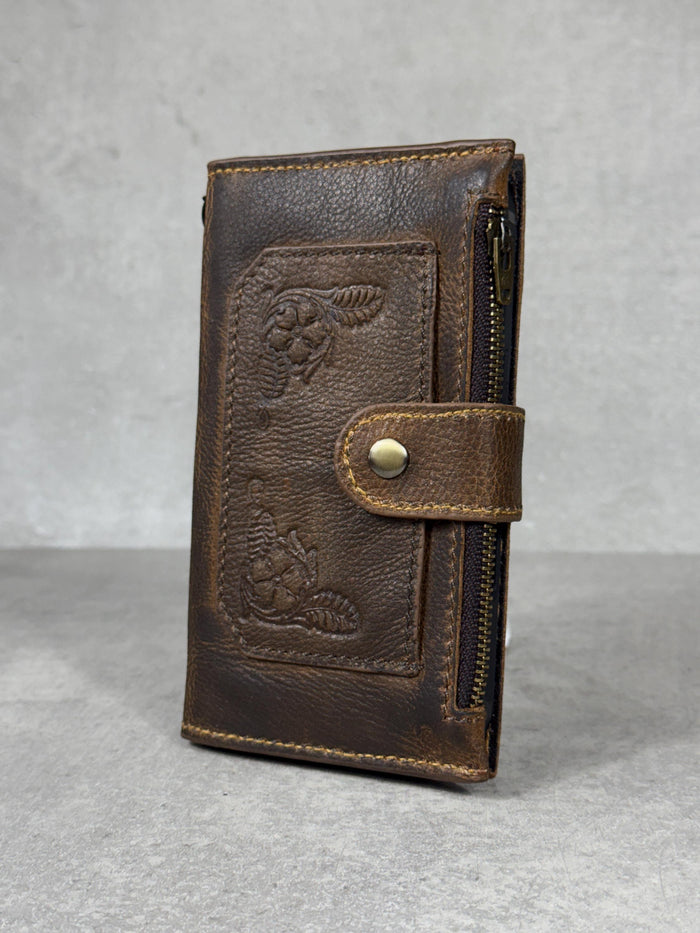 Handmade Leather Wallet Case for Galaxy: Book Design, Card Slots