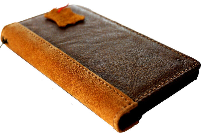 Handmade Leather Wallet Case for Galaxy: Book Design with Card Slots
