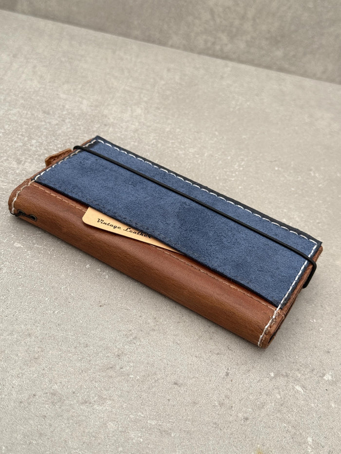 Handmade Leather Wallet Case for Galaxy: Book Design with Card Slots