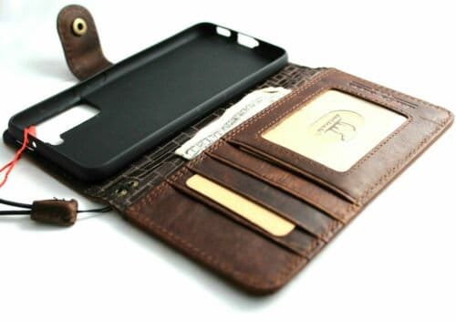 Handmade Leather Wallet Case For Galaxy S21 S22 S23 S24 S25 S26 Ultra, Card Slots