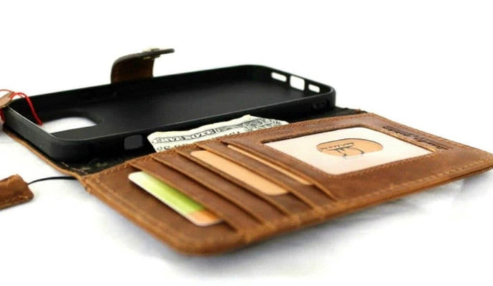Handmade Leather Wallet Case for Galaxy S21 S22 S23 S24 Ultra Note 20