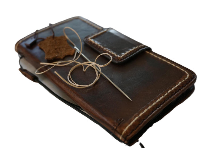 Handmade Leather Wallet Case for Galaxy: Vintage Magnetic Cover