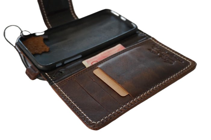 Handmade Leather Wallet Case for Galaxy: Vintage Magnetic Cover