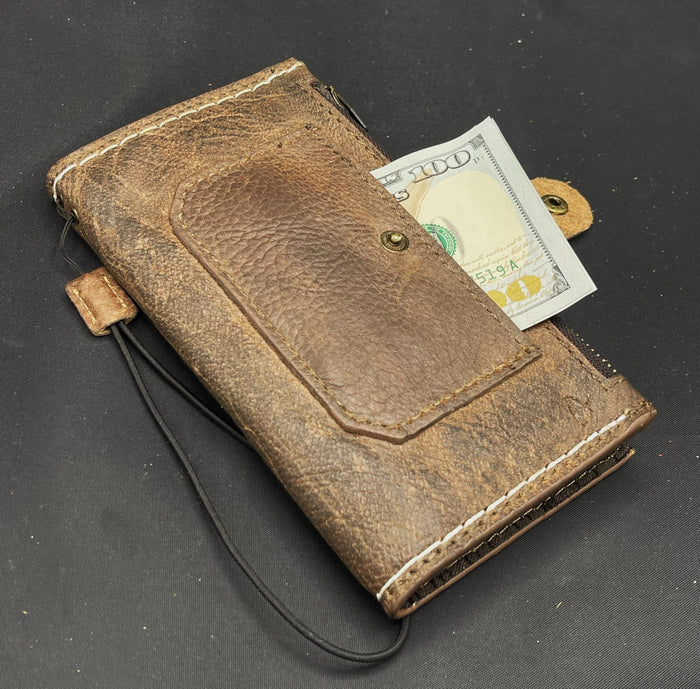 Handmade Leather Wallet Case for Galaxy Vivo X Fold 3 Pro