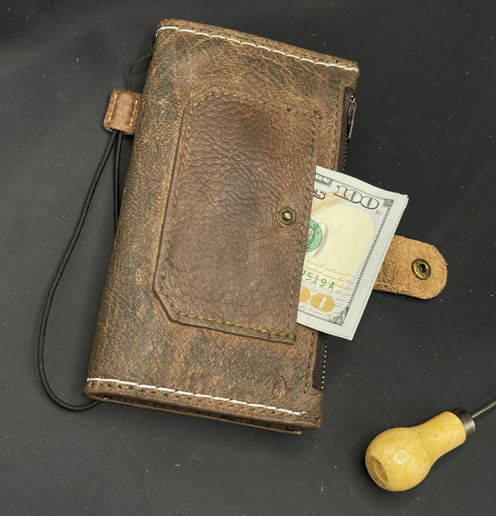 Handmade Leather Wallet Case for Galaxy Vivo X Fold 3 Pro