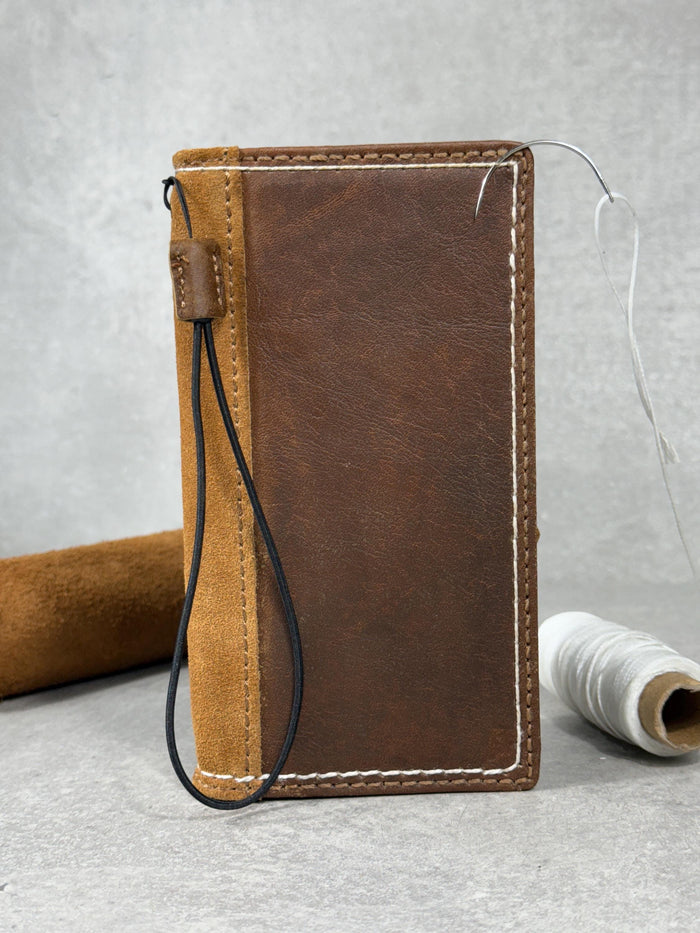 Handmade Leather Wallet Case for Galaxy Z Fold 2/3/4/5/6/7 - Art Design